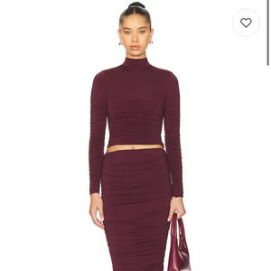 NWT SEROYA Dulcie Ruched Top in Merlot
